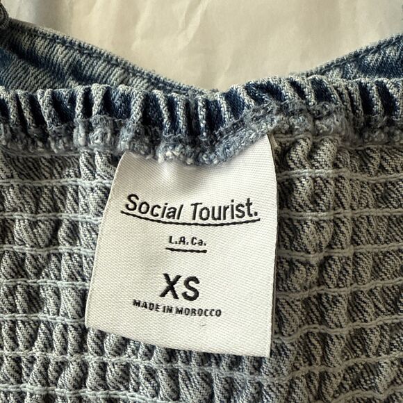 Social Tourist Denim Lace Up Cropped Corset Top Size XS‎ Womens - Picture 3 of 10